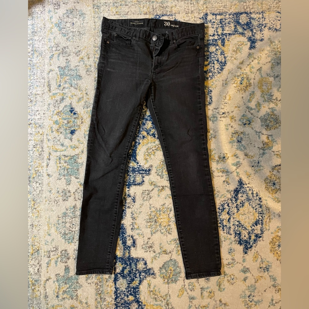 JCrew Midrise Toothpick Black Denim Jeans
